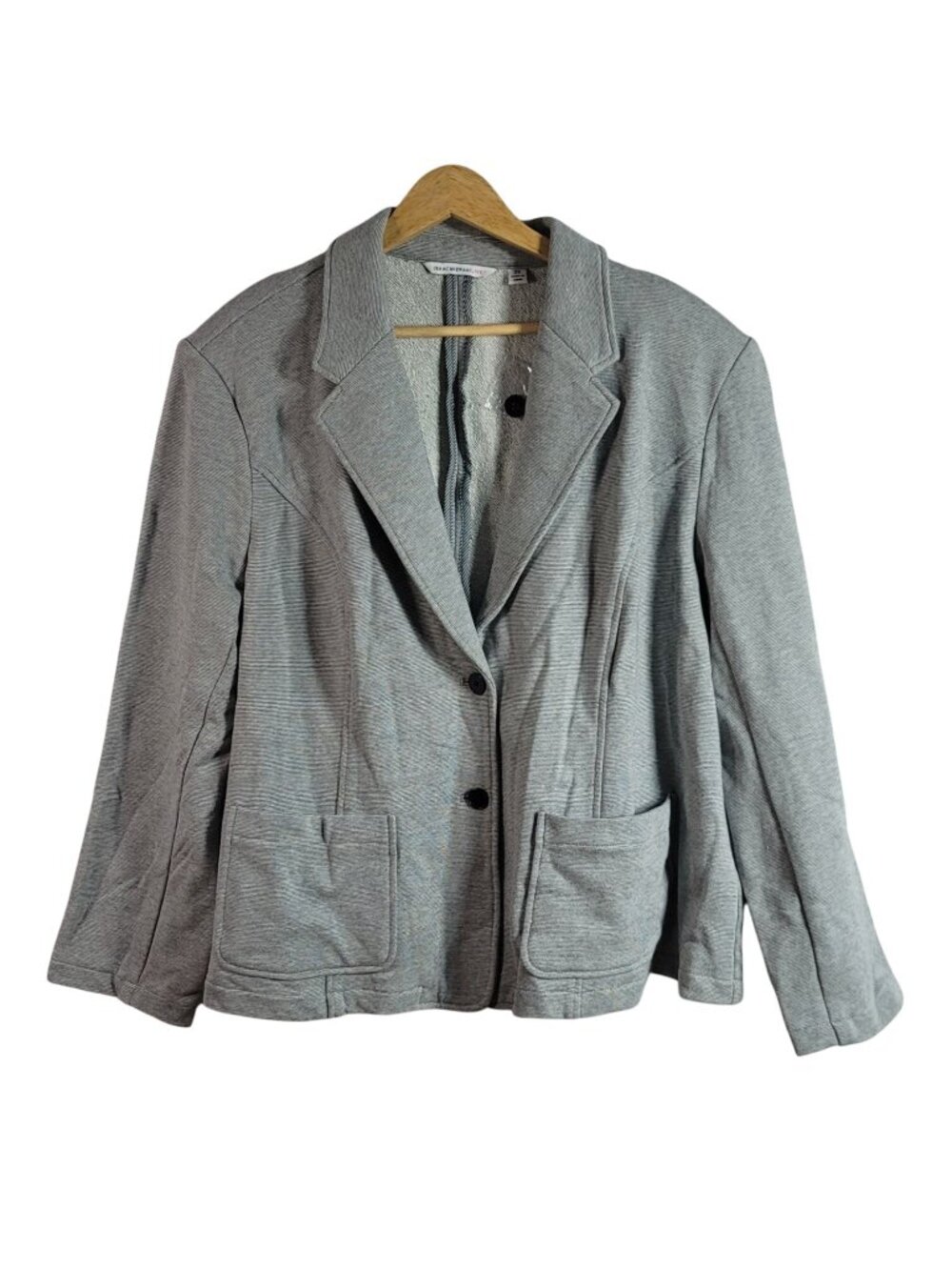 Isaac Mizrahi Live! Blazer Gray 2X Jacket Pockets 2-Buttons French Terry Knit